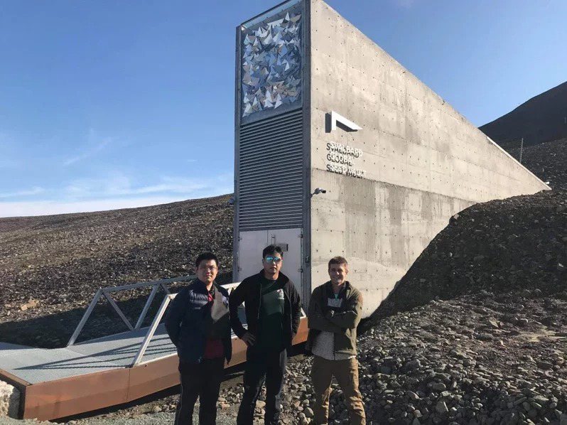 中央大學地球科學系教授郭陳澔（中）、助理教授張文和（右）及博士生管卓康（左）赴北極進行地質研究。圖／郭陳澔提供