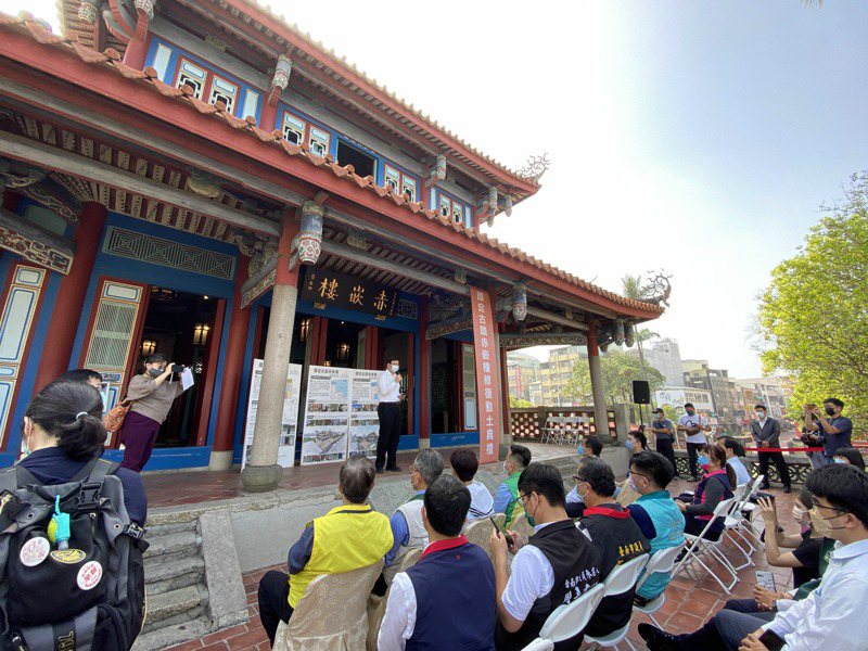 台南市最重要的古蹟之一國定古蹟赤崁樓今天啟動修復工程。記者修瑞瑩／攝影