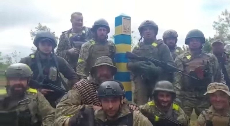 乌克兰国防部15日发布影片，宣称乌军击退俄军，来到哈尔科夫地区俄乌边界。（路透）(photo:UDN)