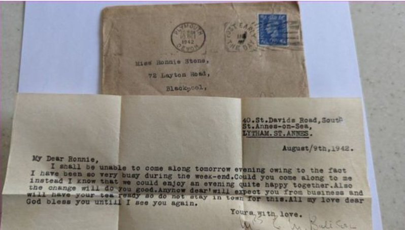 英国一处空屋发现二战时期的情书。图撷自(photo:UDN)