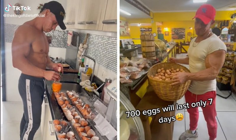 费尔南多在社群媒体上分享自己一天要吃100颗蛋。图撷自(photo:UDN)
