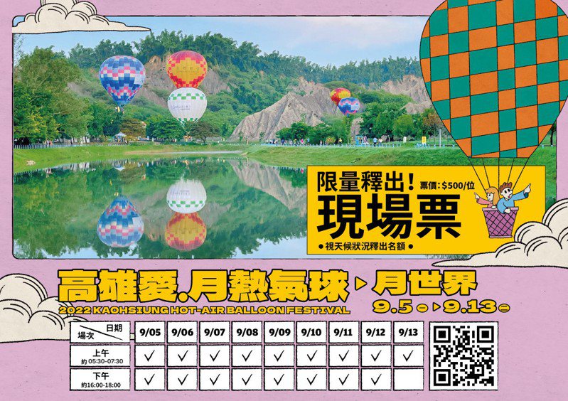熱氣球明日登場，每場繫留體驗會視當日天候狀況釋出現場購票名額。圖／高市觀光局提供