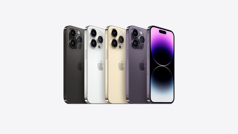 iPhone 14 Pro 和 iPhone 14 Pro Max 將提供四款顏色：太空黑色、銀色、金色和深紫色。（蘋果提供）。（蘋果提供）