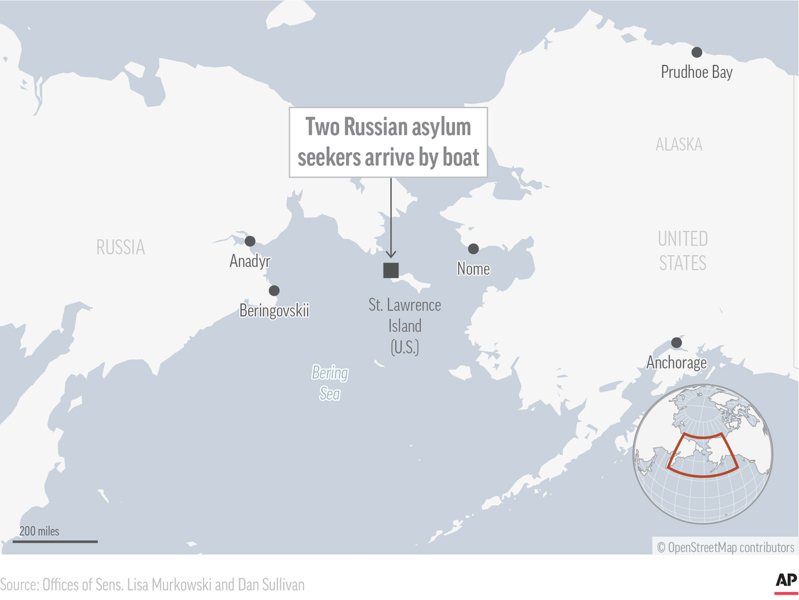 两名声称为了躲避征召令的俄国人逃到位于白令海的一个阿拉斯加州偏远岛屿后，正向美国政府申请庇护。美联社(photo:UDN)