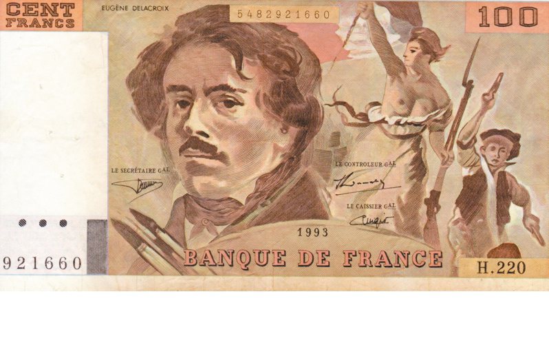 100法郎鈔票。（圖／韓璞提供）