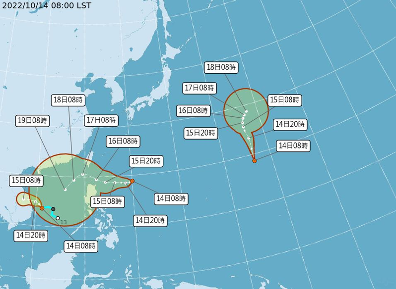 目前太平洋地區有3個熱帶性低氣壓（T.D.）。圖／取自氣象局網站