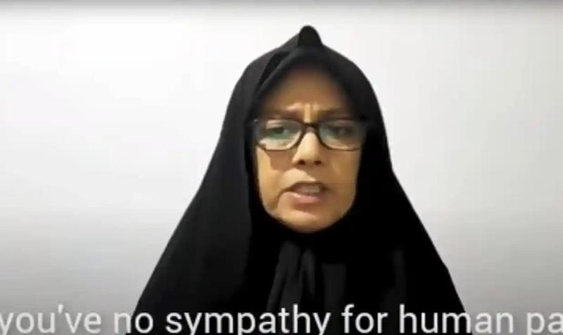 伊朗最高领袖哈米尼的外甥女莫拉德哈尼录制影片，唿吁外国政府与伊朗政府断绝关系。图／截自YouTube(photo:UDN)