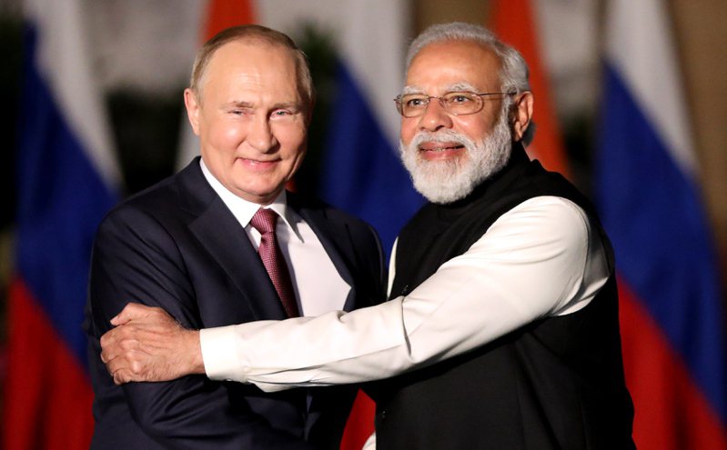 印度总理莫迪（图右）与俄罗斯总统普亭（图左）。资料照。欧新社(photo:UDN)