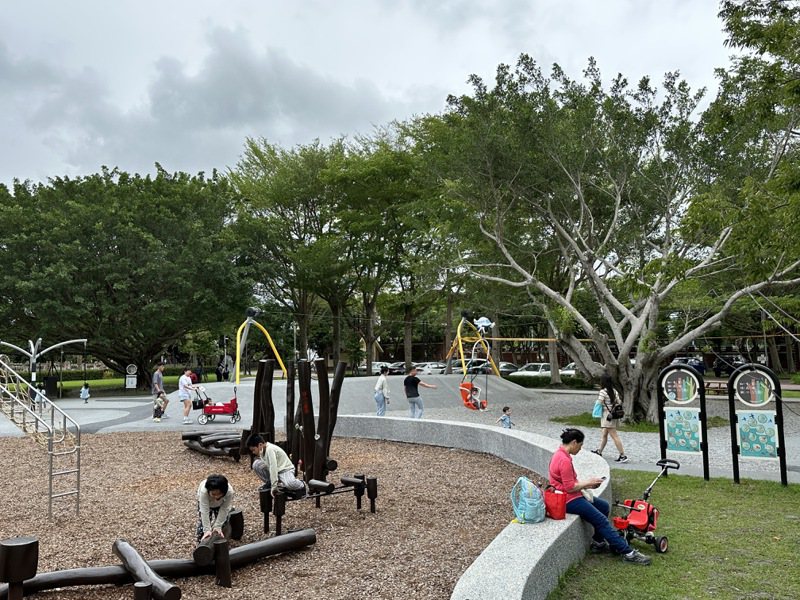 花蓮縣府近年在知卡宣公園導入多元共融遊具，受到大人小孩喜愛。圖／縣府提供
