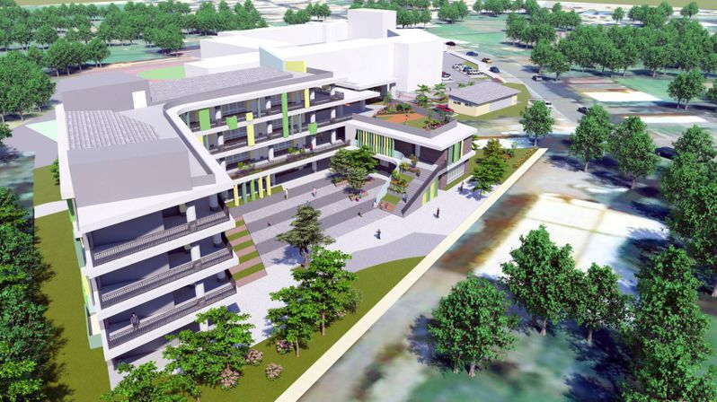 前新建校舍的基本設計已完成，預計增建30間教室，並有空中走廊、現代圖書館、200席的國際會議廳等規畫。圖／縣府提供