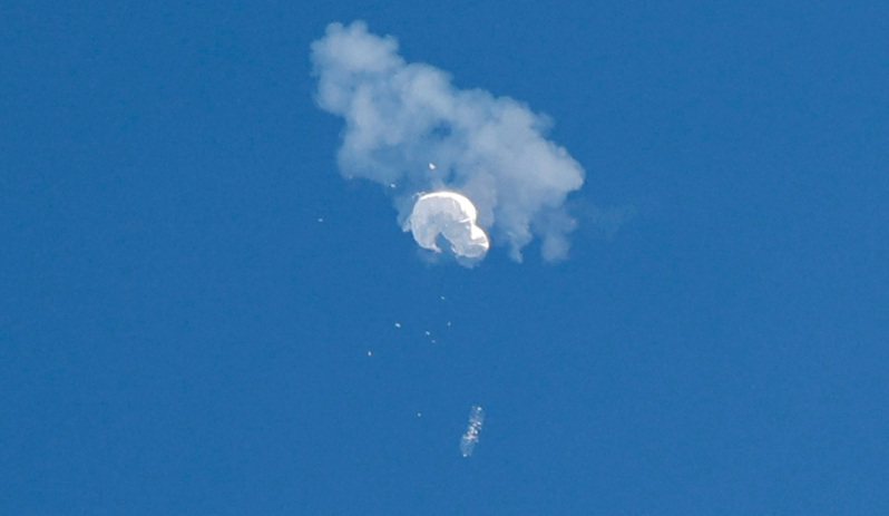 美國戰機今年2月在大西洋上空擊落1顆中國偵察氣球。路透
