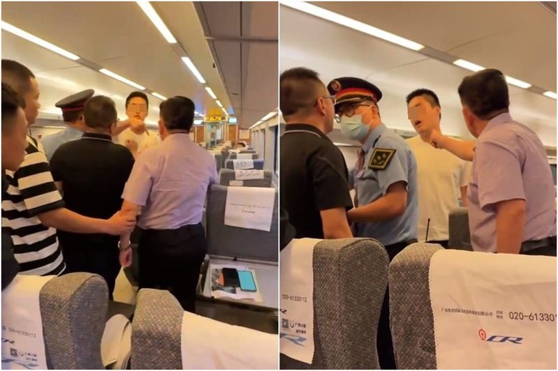 一名台灣男子搭乘大陸高鐵時，突然和當地乘客爆發口角衝突，甚至飆罵三字經，影片在網路上瘋傳，掀起網友熱議。 圖擷自TikTok