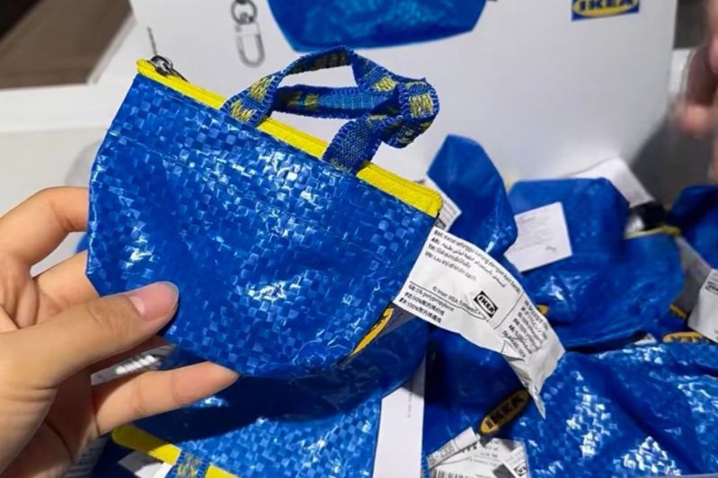 有大陸網友發現IKEA推出一款超迷你環保袋，發文詢問到底可以裝什麼。圖／擷自小紅書