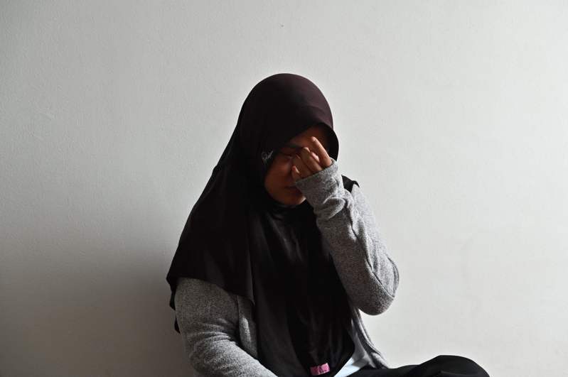 在印尼國內幫傭卻遭雇主殘忍虐待的霍蒂瑪（Siti Khotimah）。照片攝於7月。法新社