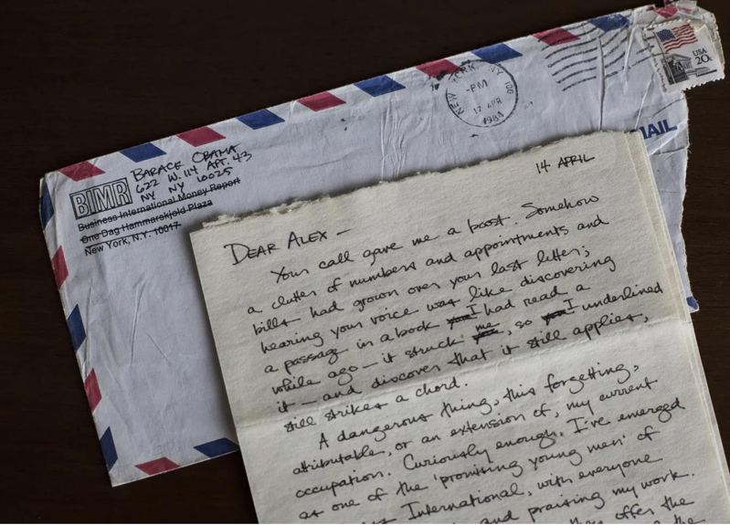 21岁的欧巴马在1982年11月写给当时女友麦克尼尔的信，目前由埃默里大学收藏。美联社(photo:UDN)