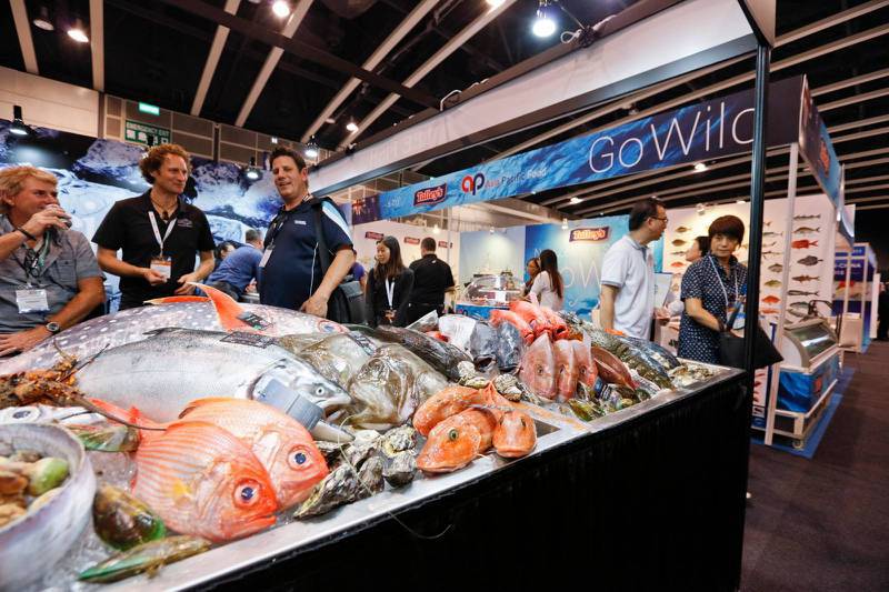 香港宣布禁止日本十個都縣的水產品進口香港。圖為香港曾舉辦的國際水產海鮮加工博覽會。（搜博網）