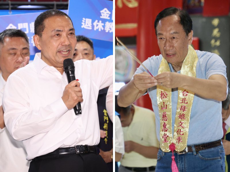國民黨總統參選人侯友宜（左）、鴻海創辦人郭台銘（右）。圖／記者林澔一、林俊良 攝影