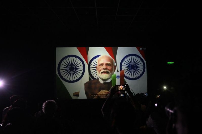 印度总理莫迪发声明庆贺登月任务成功。 法新社(photo:UDN)