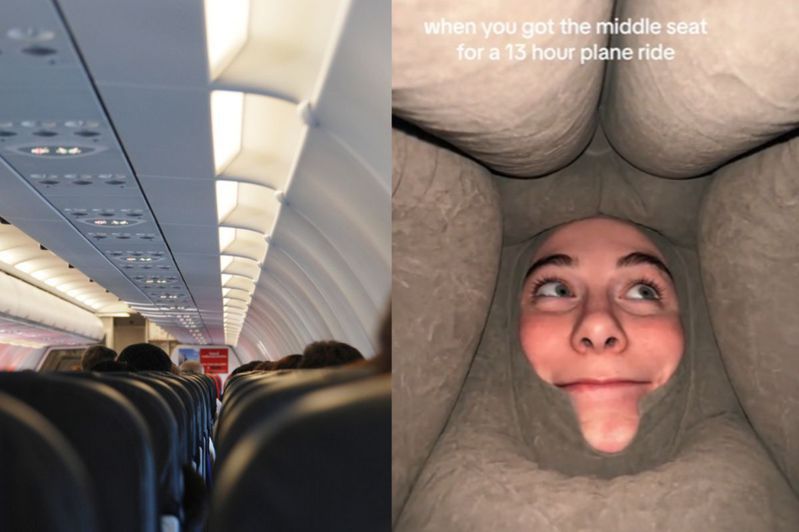 有国外乘客搭13个小时航班时，携带了一个超巨型的充气枕头，并分享实际体验心得。合成图／Ingimage、撷自(photo:UDN)