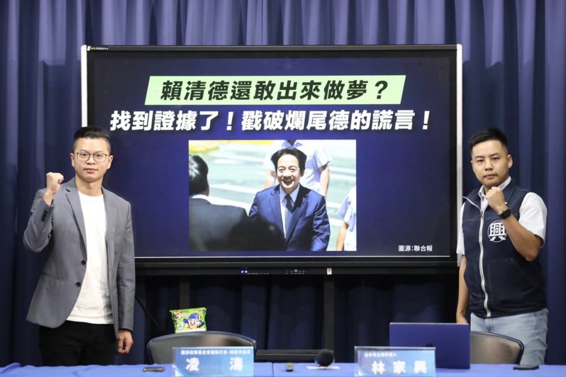 國民黨桃園市議員凌濤（左）和台中市立委參選人林家興（右）今舉行記者會。圖／國民黨提供