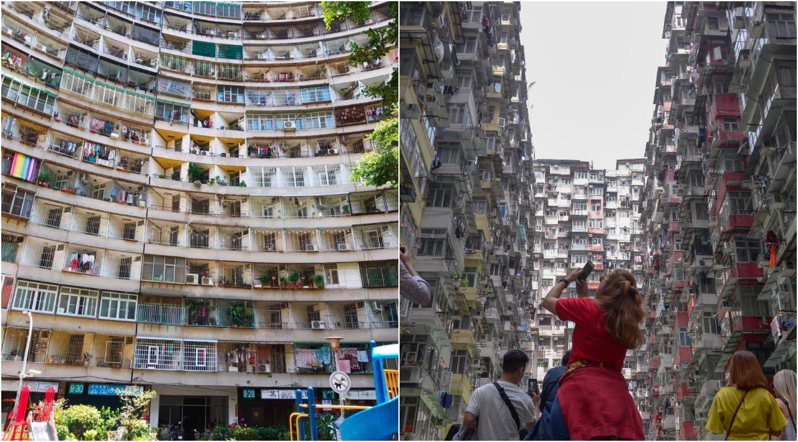左為高雄果貿社區、右為香港怪獸大廈。圖／左摘自路上觀察學院(網友Jenny Hsu)、右為中新社發  楊華峰  攝