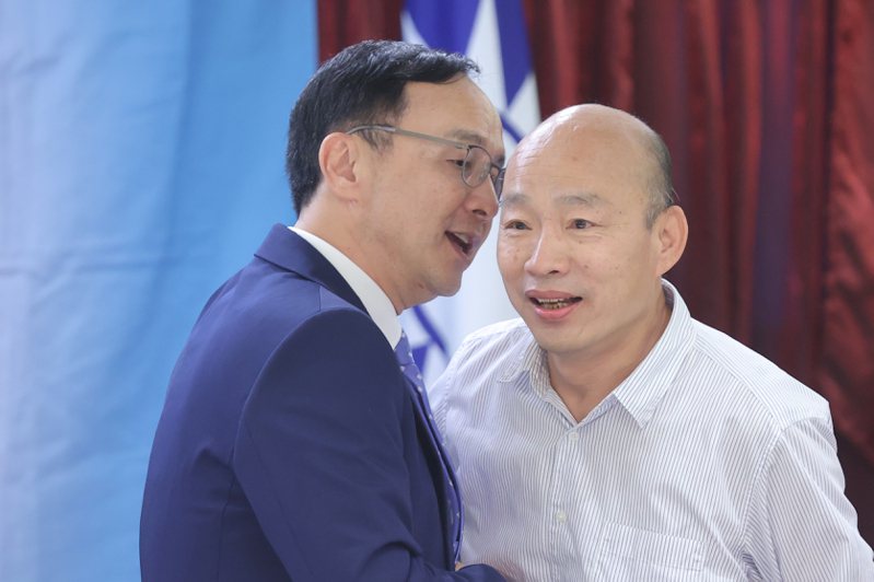 國民黨主席朱立倫（左）、高雄市前市長韓國瑜（右）。圖／本報資料照片