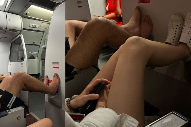 網友分享身邊台灣旅客在飛機上「超沒品」行為。圖片來源／翻攝自「爆料公社」。