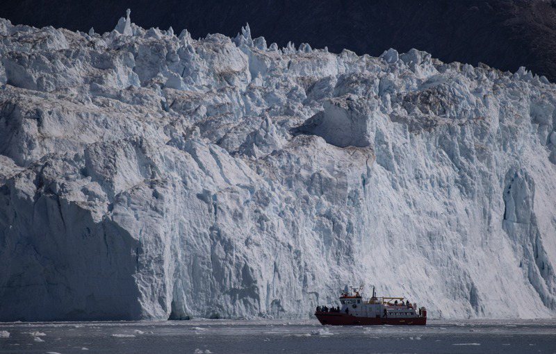位於伊魯利薩特（Ilulissat）的艾奇冰川（Eqi Glacier）是格陵蘭一座活躍的冰川。聯合報系資料照片／記者余承翰攝影