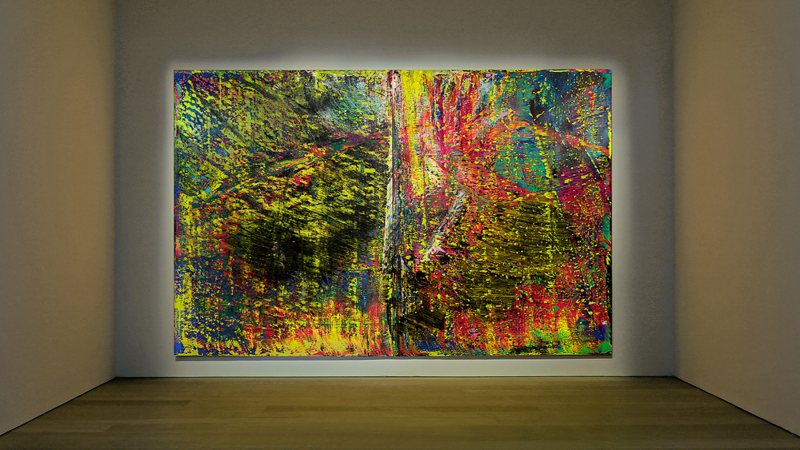 里希特「抽象畫 (636)」以近3500 萬美元(約11台幣)成交領銜全場，由台灣藏家透過電話競投成功投得，為藝術家作品在拍賣史上第四高價成交。圖／富藝斯提供