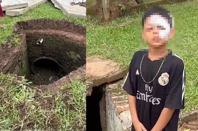 巴西一名7歲男童因當地暴雨，意外被捲進排水溝，在下水道被湍急水流沖了300公尺後奇蹟生還。圖／翻攝自《每日郵報》