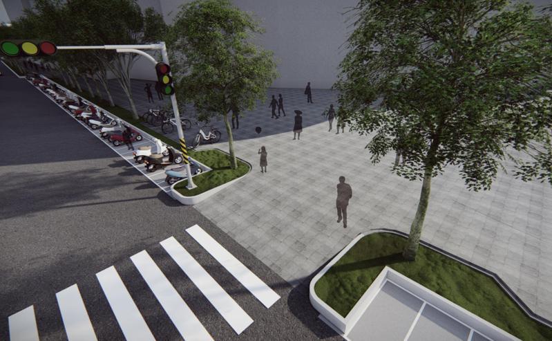 板橋區第一運動場暨周邊將進行改善計畫，活化既有廣場動線改善及空間。示意圖／新北市城鄉局提供