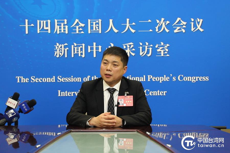 大陸全國人大代表、全國台聯常務理事陶駿接受大陸媒體訪問。取自中國台灣網