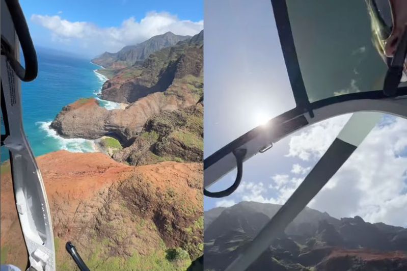 夏威夷一架直升機在空中突然熄火，幸好飛行員冷靜應對，成功迫降在沙灘，救回機上4人性命。圖／翻攝自Air Rescue Systems Instagram