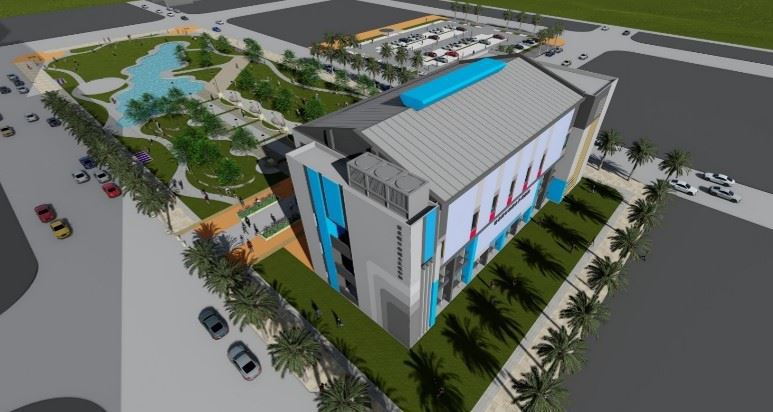 苗栗縣政府籌建的竹南全民運動館工程進度超前，預計2025年完工，示意圖。圖／苗栗縣政府提供