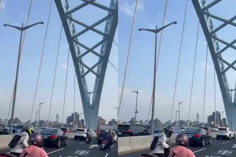 一位外國網友在X平台轉載台灣發生地震的消息，並附上一則「中正橋」劇烈晃動的影片，嚇喊「震動非常嚴重」。圖／截自X帳號@Huberton