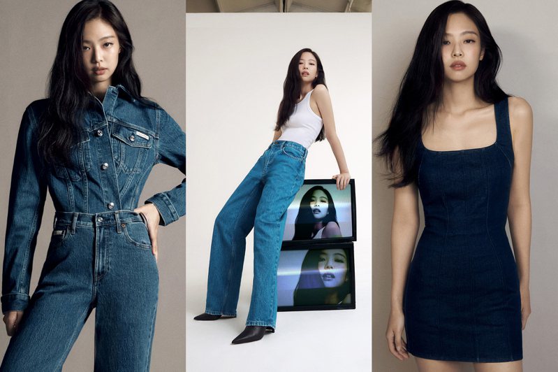 Calvin Klein推出品牌大使Jennie的形象廣告，由Hong Jang Hyun操刀拍攝，透過鏡頭捕捉她百變的丹寧造型。圖／Calvin Klein提供