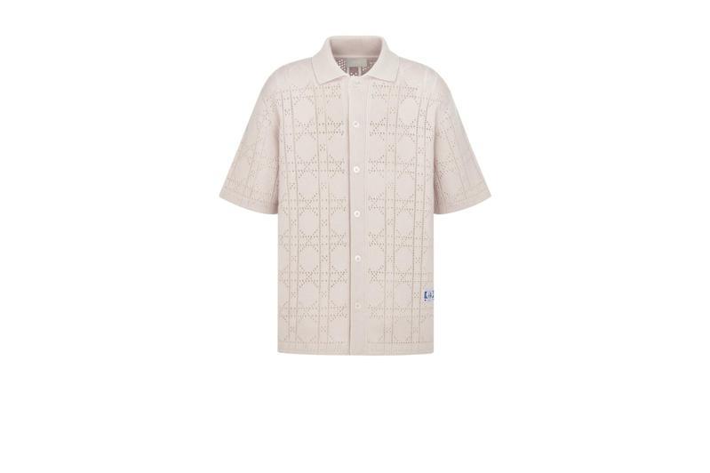 DIOR Cannage籐格纹米白色针织短袖上衣，69,000元。图／DIOR提供