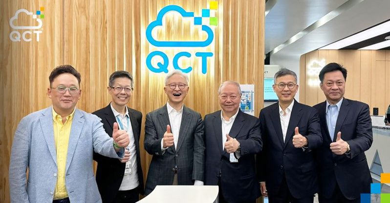 三星電子共同執行長慶桂顯（左三）親訪雲達科技總部。QCT／提供