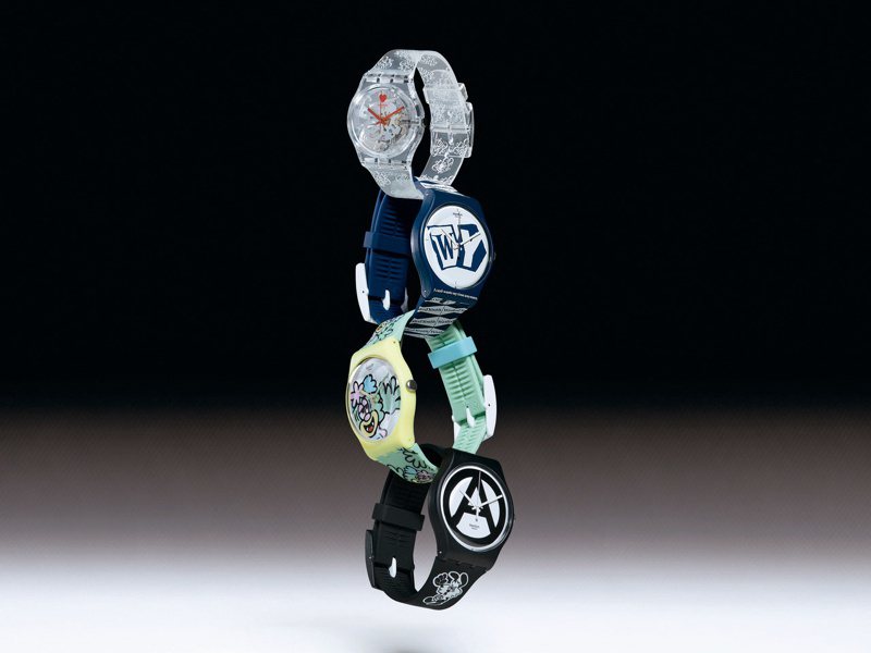 除了替威尼斯艺术双年展打造限定腕表之外，Swatch与天团Blackpink御用设计师Verdy更是一口气呈现4只联名表款。图／Swatch提供