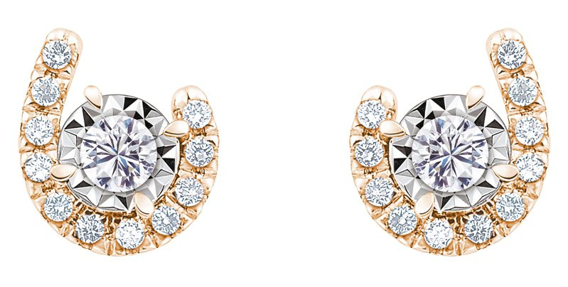 镇金店Peonia Diamond彼爱丽钻石全新AFFINITY纤悦系列耳环结造型红金款，28,800元起。图／镇金店提供