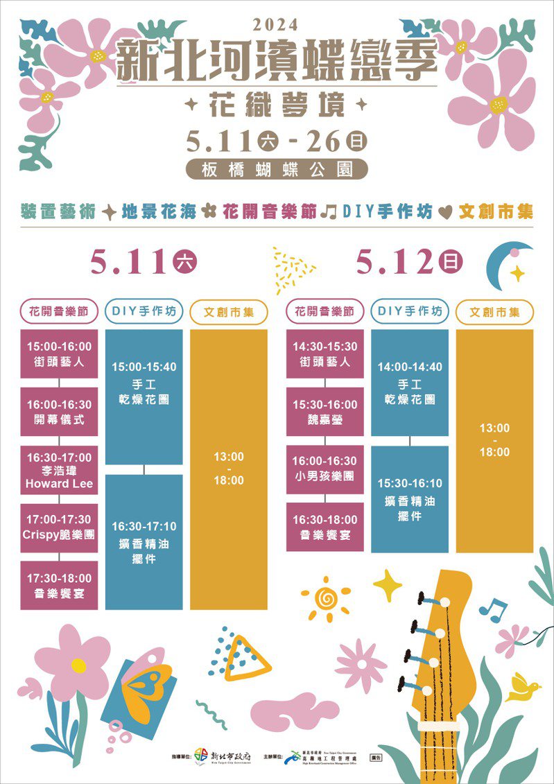「2024新北河滨蝶恋季」活动将于5月11日登场。图／新北高滩处提供