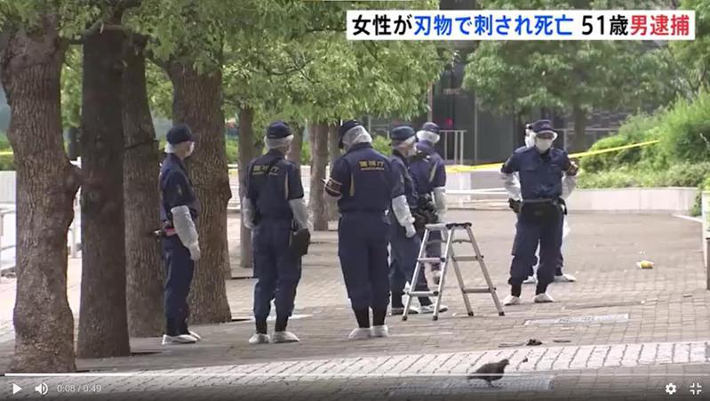日本東京新宿區一名20多歲女子於當地時間8日凌晨遭到51歲男子持刀刺殺身亡。取自TBS