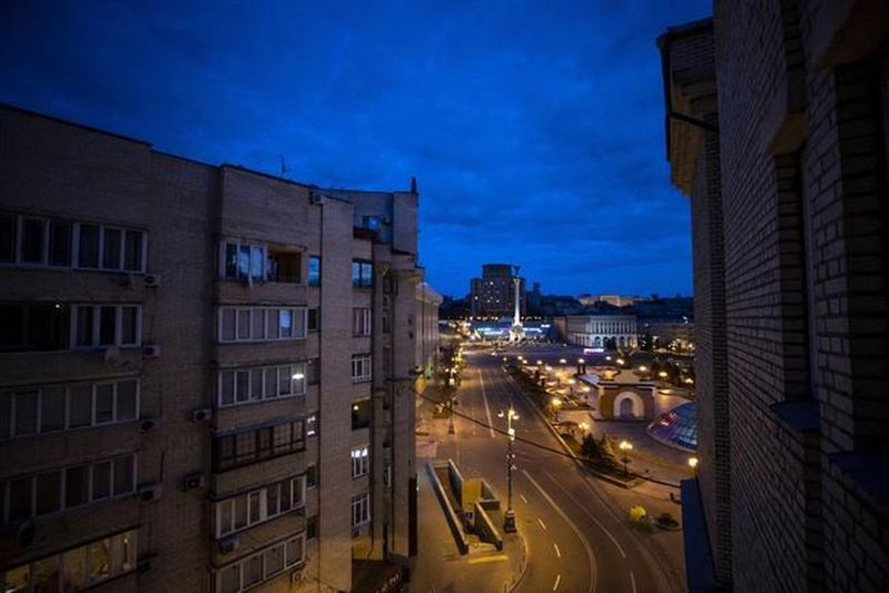 乌克兰基辅街头空盪盪。图／澎湃视频截图(photo:UDN)