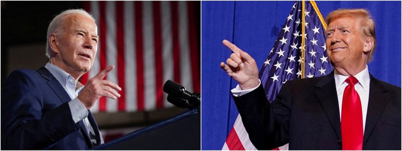 纽时/钖耶纳学院民调显示，拜登总统(左)的支持率略有上升，与前总统川普(右)的差距正在缩小，但选民对川普印象仍较好。(路透)(photo:UDN)