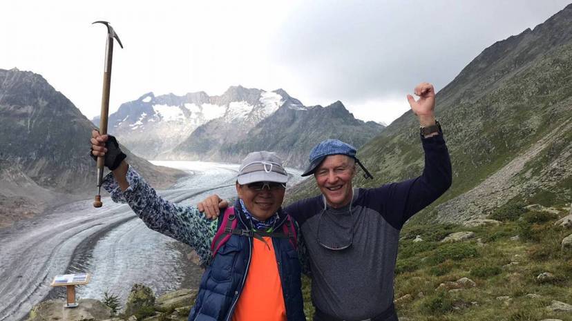 2019年赴瑞士10多天，還去挑戰冰川健行。 圖／陳煌銘 提供