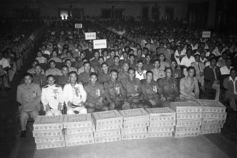 1955年9月3日，台北市各界慶祝第一屆軍人節大會，會場一隅。圖／聯合報系資料照片