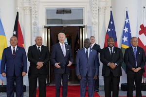 美國總統拜登在9月與太平洋島國領導人會面。美聯社