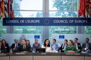 歐洲理事會十七日在法國史特拉斯堡開會，通過全球首個有法律拘束力的ＡＩ條約。（法新社）