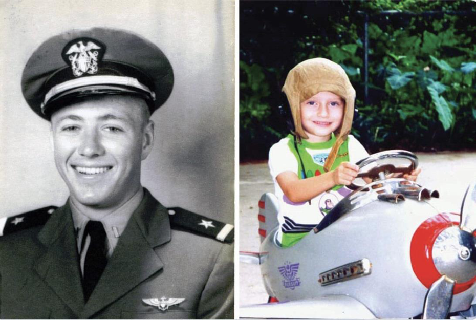 美國路易斯安納州幼童萊寧格（右圖）記得他的前世是二戰飛行員赫斯頓（左圖），為維吉尼亞大學資料庫中最著名的轉世案例之一。圖／取自X