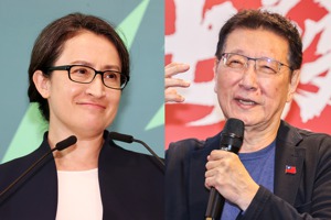 民進黨副總統候選人蕭美琴（左）、國民黨副總統候選人趙少康（右）堪稱1996年總統直選舉以來「最強副手」對戰組合，也被認定勝選後必有其「角色」。圖／聯合報系資料照片